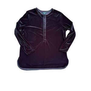 Lauren Ralph Lauren Black Velvet‎ Tunic Stretch Top Long Sleeve Elegant, Size 2X
